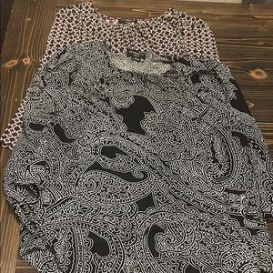 Patterned Blouse Set - Black and Burgundy